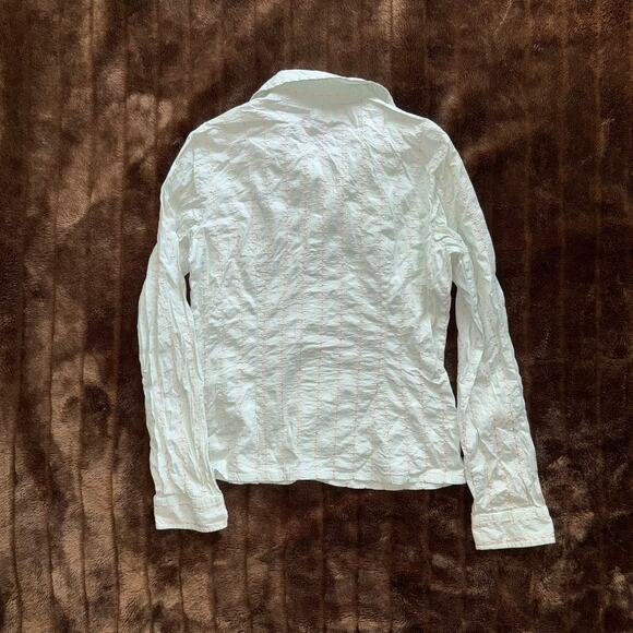 Odille XS/S Pale Green Button Front Shirt with Pickstitched Fabric FS - Picture 3 of 4